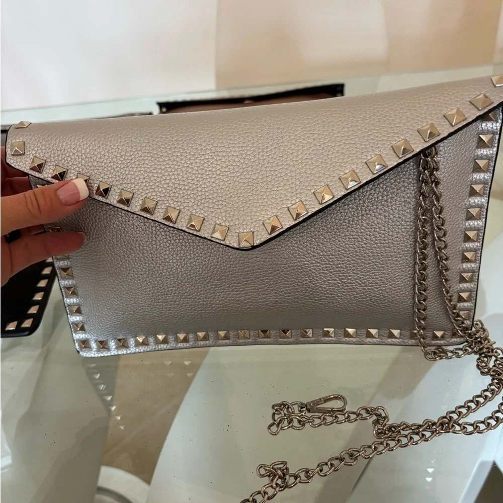 Studded Silver Clutch Vegan Very Durable